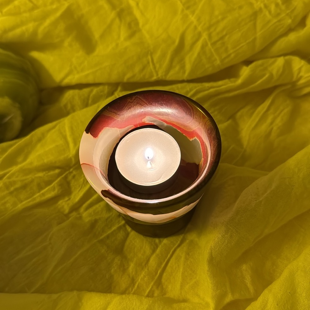 Natural stone onyx cup/candle light holder